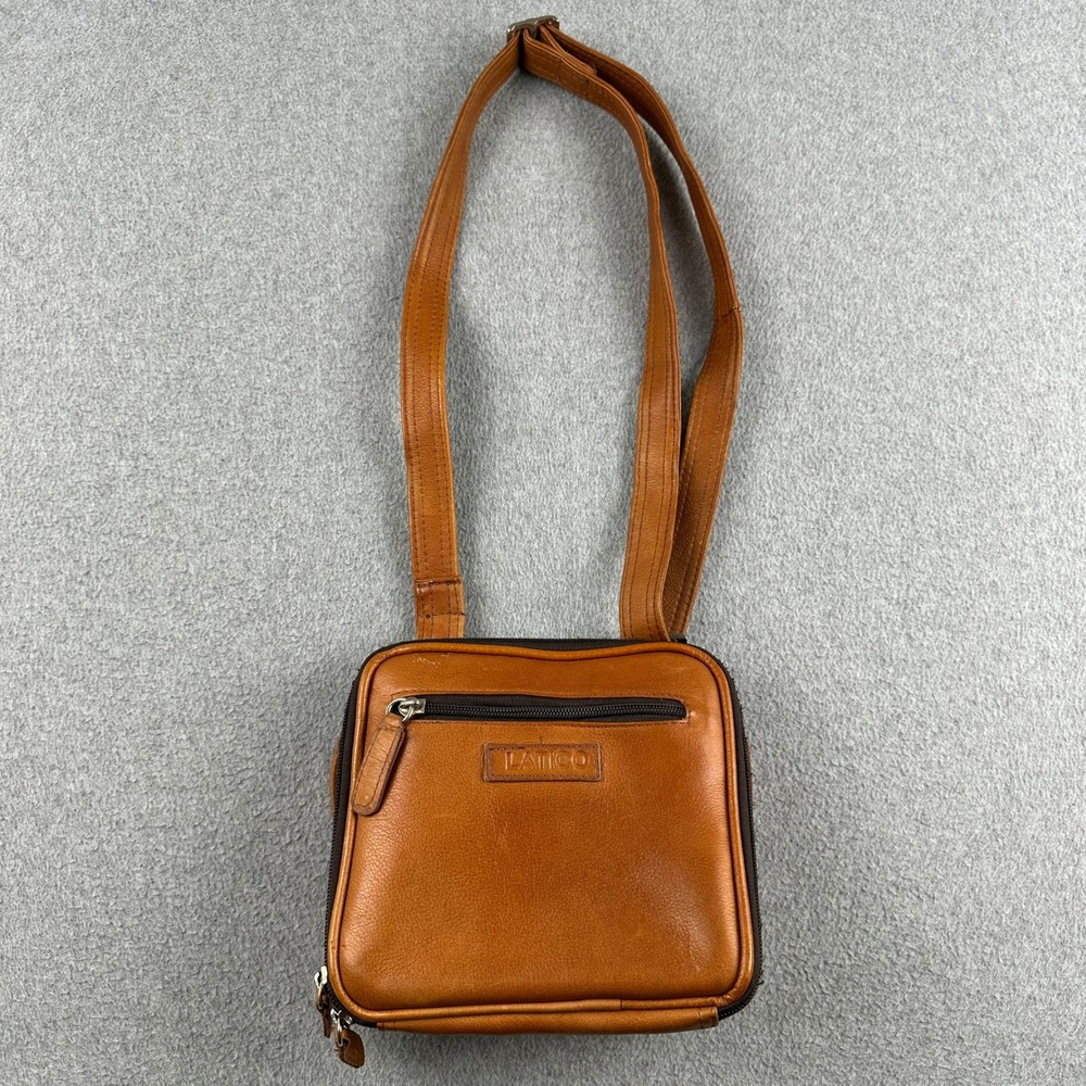 Latico Crossbody Bag Womens Small Cognac Brown Genuine Leather Organizer Pocket